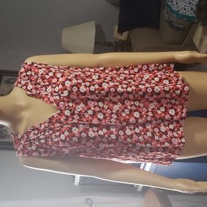 Old Navy Red Floral Print Top M
